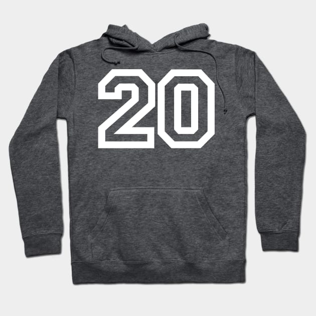 Sports Shirt #20 (white letter) Hoodie by One Stop Sports